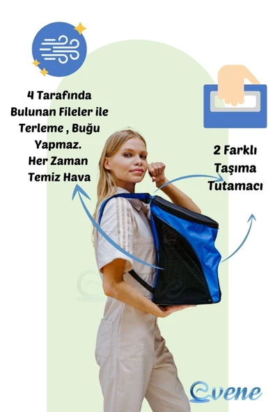 Evene Siyah Kedi Taşıma Çantası Siyah Fileli Küçük Boy Uçak Için Uygun Hava Alan Sırt Çantası - 4