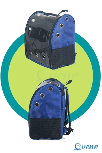 Evene Mavi Kedi Taşıma Çantası Şeffaf Büyük Boy Uçak Için Uygun Hava Alan Su Geçirmez 2 Tarafı Açılır Sırt - Resim 4
