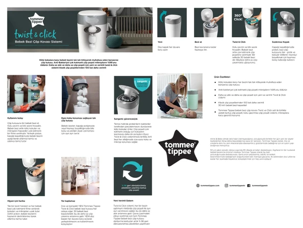 Tommee Tippee Twist & Click Bebek Bezi Çöp Kovası Sistemi (Yeni) - 6