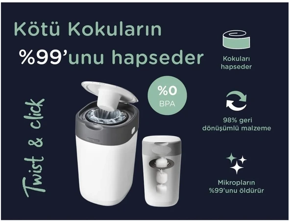 Tommee Tippee Twist & Click Çöp Poşeti Yedek Kartuş (3 Lü Set) - 4