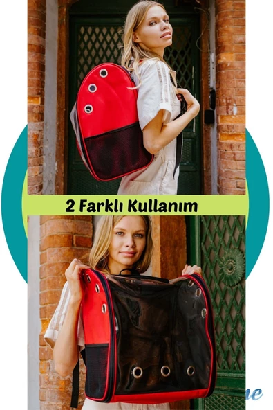Evene Kırmızı Kedi Taşıma Çantası Şeffaf Büyük Boy Uçak Için Uygun Hava Alan Su Geçirmez 2 Tarafı Açılır S - 3