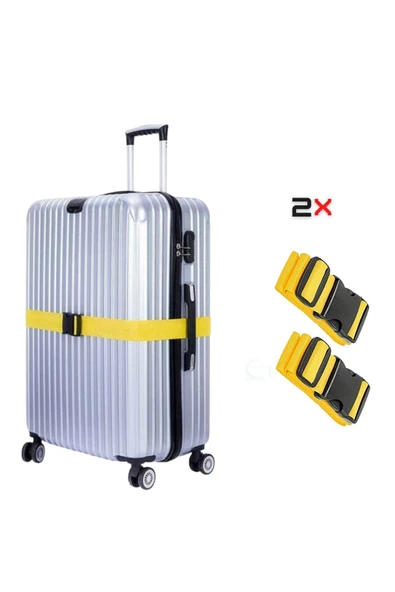 Viselia Valiz Kemeri Emniyet Tokalı Ölçüsü Ayarlanabilir Bavul Güvenlik Emniyet Kemeri 2 Adet Sarı ürün görseli 1