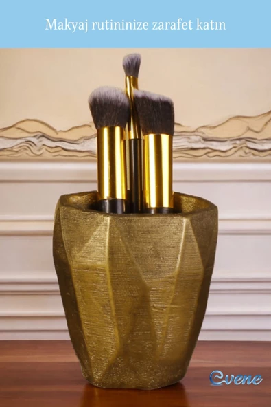 Evene Makyaj Organizeri Makyaj Fırçalığı Makyaj Organizer Düzenleyici Altın Eskitme Renk Model 2 - Resim 3