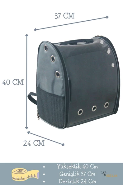 Viselia Kedi Taşıma Çantası Evcil Hayvan Seyahat Kedi Sırt Çantası Çift Açılır Gri - Resim 3