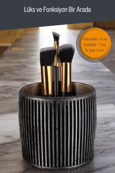 Viselia Makyaj Duzenleyici Makyaj Organizeri Makyaj Fırçalığı Makyaj Fırçası Gümüş Eskitme Renk Model 1 - Resim 2