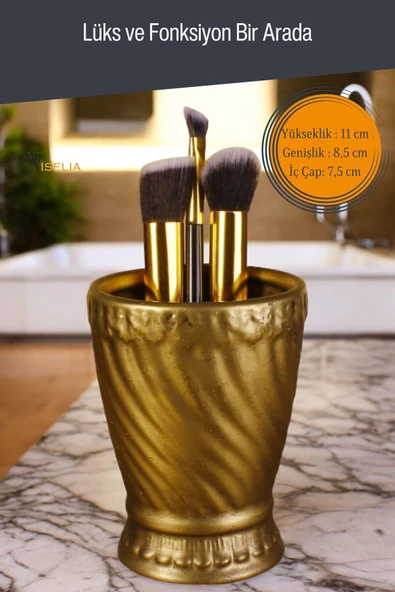 Viselia Makyaj Duzenleyici Makyaj Organizeri Makyaj Fırçalığı Makyaj Fırçası Altın Eskitme Renk Model 14 - Resim 2