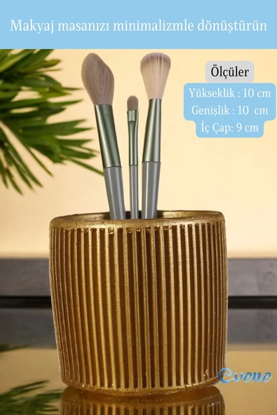 Evene Makyaj Organizeri Makyaj Fırçalığı Makyaj Organizer Düzenleyici Altın Renk Model 1 - Resim 2