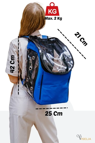 Viselia Kedi Taşıma Çantası Evcil Hayvan Seyahat Kedi Sırt Çantası 16 Kapsüllü Mavi - Resim 2