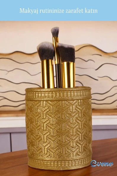 Evene Makyaj Organizeri Makyaj Fırçalığı Makyaj Organizer Düzenleyici Altın Renk Model 4 - Resim 3