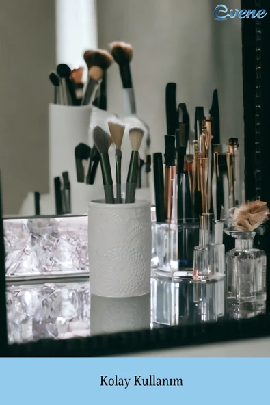 Evene Makyaj Organizeri Makyaj Fırçalığı Makyaj Organizer Düzenleyici Beyaz Renk Model 12 - Resim 3