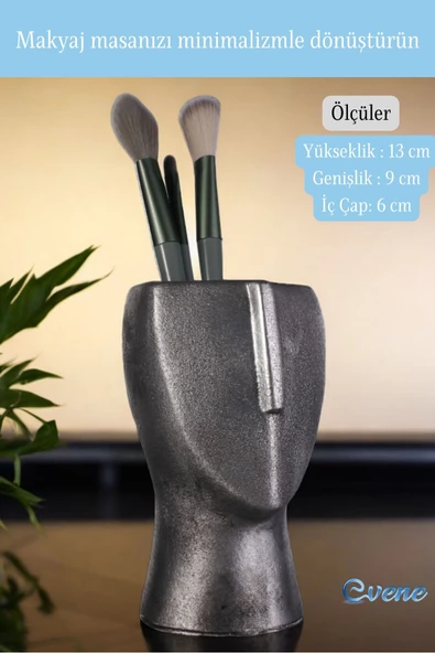 Evene Makyaj Organizeri Makyaj Fırçalığı Makyaj Organizer Düzenleyici Gümüş Eskitme Renk Model 23 - Resim 2