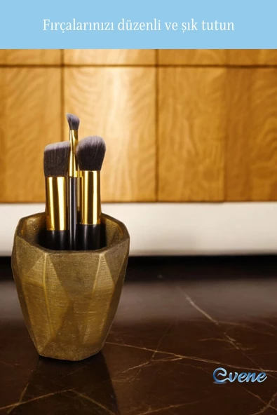 Evene Makyaj Organizeri Makyaj Fırçalığı Makyaj Organizer Düzenleyici Altın Eskitme Renk Model 2 - Resim 4