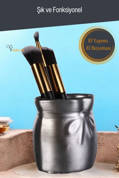 Viselia Makyaj Duzenleyici Makyaj Organizeri Makyaj Fırçalığı Makyaj Fırçası Gümüş Eskitme Renk Model 8 - 3
