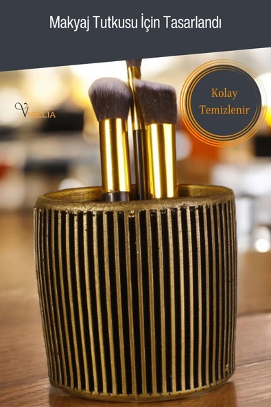 Viselia Makyaj Duzenleyici Makyaj Organizeri Makyaj Fırçalığı Makyaj Fırçası Altın Eskitme Renk Model 1 - 5