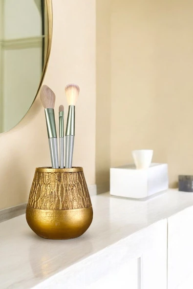 Evene Makyaj Organizeri Makyaj Fırçalığı Makyaj Organizer Düzenleyici Altın Eskitme Renk Model 3 ürün görseli 1