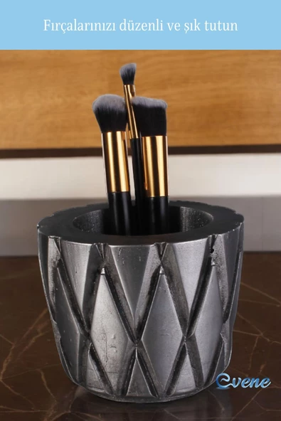 Evene Makyaj Organizeri Makyaj Fırçalığı Makyaj Organizer Düzenleyici Gümüş Eskitme Renk Model 18 - Resim 4
