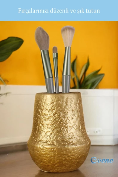 Evene Makyaj Organizeri Makyaj Fırçalığı Makyaj Organizer Düzenleyici Altın Renk Model 15 - Resim 4