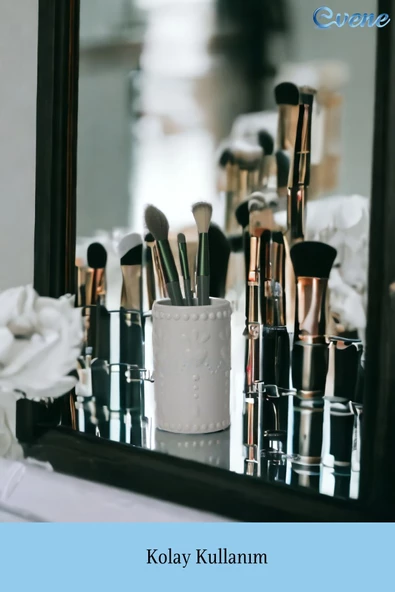 Evene Makyaj Organizeri Makyaj Fırçalığı Makyaj Organizer Düzenleyici Siyah Renk Model 10 - Resim 3