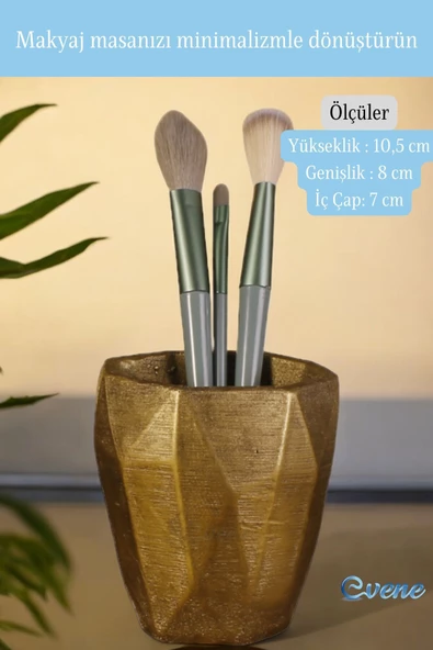 Evene Makyaj Organizeri Makyaj Fırçalığı Makyaj Organizer Düzenleyici Altın Eskitme Renk Model 2 - Resim 2