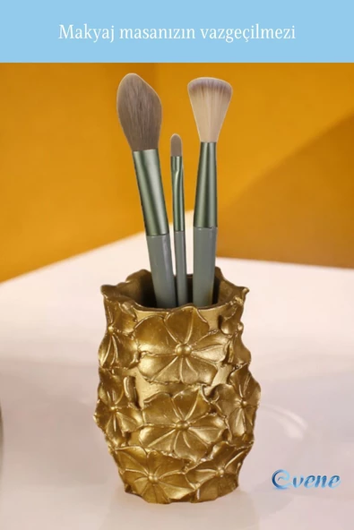 Evene Makyaj Organizeri Makyaj Fırçalığı Makyaj Organizer Düzenleyici Altın Renk Model 16 - Resim 5