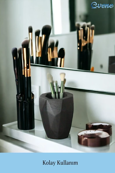 Evene Makyaj Organizeri Makyaj Fırçalığı Makyaj Organizer Düzenleyici Siyah Renk Model 19 - Resim 3