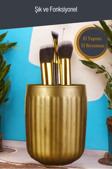Viselia Makyaj Duzenleyici Makyaj Organizeri Makyaj Fırçalığı Makyaj Fırçası Altın Eskitme Renk Model 11 - Resim 3