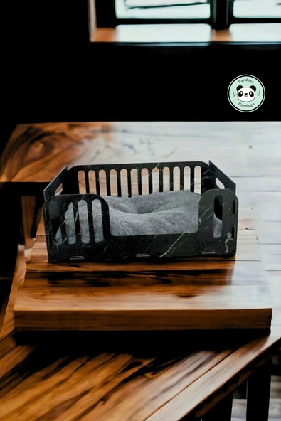 Pandogo Kedi Yatağı Ahşap Siyah Mermer Renk Model 5 - 3