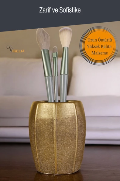 Viselia Makyaj Duzenleyici Makyaj Organizeri Makyaj Fırçalığı Makyaj Fırçası Altın Eskitme Renk Model 13 - Resim 4
