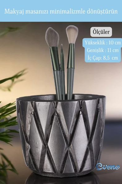 Evene Makyaj Organizeri Makyaj Fırçalığı Makyaj Organizer Düzenleyici Gümüş Eskitme Renk Model 18 - Resim 2