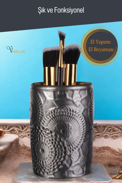 Viselia Makyaj Duzenleyici Makyaj Organizeri Makyaj Fırçalığı Makyaj Fırçası Gümüş Eskitme Renk Model 12 - 3