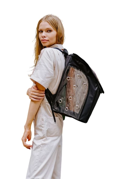 Viselia Kedi Taşıma Çantası Evcil Hayvan Seyahat Kedi Sırt Çantası 16 Kapsüllü Siyah ürün görseli 1