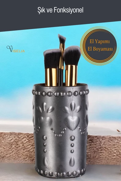 Viselia Makyaj Duzenleyici Makyaj Organizeri Makyaj Fırçalığı Makyaj Fırçası Gümüş Eskitme Renk Model 10 - Resim 3