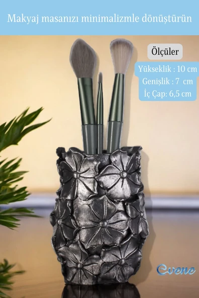 Evene Makyaj Organizeri Makyaj Fırçalığı Makyaj Organizer Düzenleyici Gümüş Eskitme Renk Model 16 - Resim 2