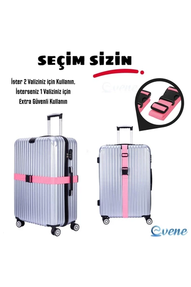 Viselia Valiz Kemeri Emniyet Tokalı Ölçüsü Ayarlanabilir Bavul Güvenlik Emniyet Kemeri 2 Adet Pembe - 4