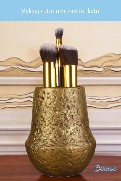 Evene Makyaj Organizeri Makyaj Fırçalığı Makyaj Organizer Düzenleyici Altın Eskitme Renk Model 15 - Resim 3