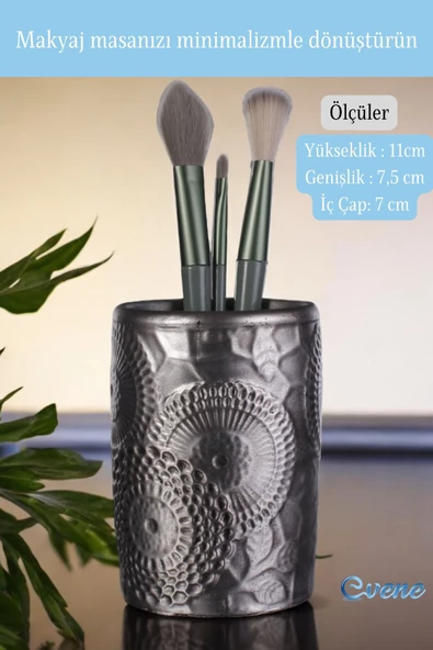 Evene Makyaj Organizeri Makyaj Fırçalığı Makyaj Organizer Düzenleyici Gümüş Eskitme Renk Model 12 - Resim 2