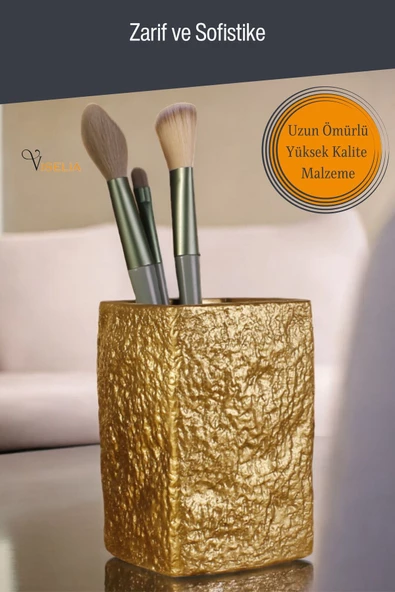 Viselia Makyaj Duzenleyici Makyaj Organizeri Makyaj Fırçalığı Makyaj Fırçası Altın Renk Model 7 - 4