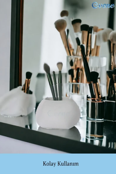 Evene Makyaj Organizeri Makyaj Fırçalığı Makyaj Organizer Düzenleyici Beyaz Renk Model 22 - Resim 3