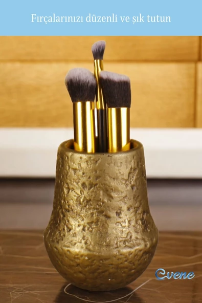 Evene Makyaj Organizeri Makyaj Fırçalığı Makyaj Organizer Düzenleyici Altın Eskitme Renk Model 15 - Resim 4