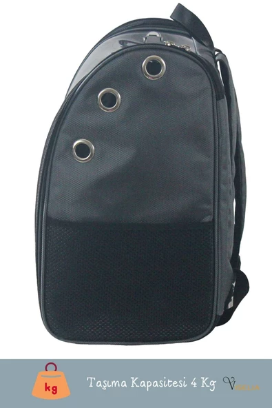 Viselia Kedi Taşıma Çantası Evcil Hayvan Seyahat Kedi Sırt Çantası Çift Açılır Gri - Resim 2