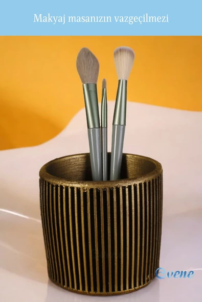 Evene Makyaj Organizeri Makyaj Fırçalığı Makyaj Organizer Düzenleyici Altın Eskitme Renk Model 1 - Resim 5