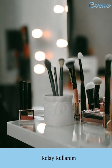 Evene Makyaj Organizeri Makyaj Fırçalığı Makyaj Organizer Düzenleyici Beyaz Renk Model 8 - Resim 3