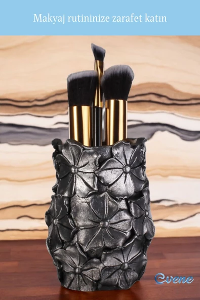 Evene Makyaj Organizeri Makyaj Fırçalığı Makyaj Organizer Düzenleyici Gümüş Eskitme Renk Model 16 - Resim 3