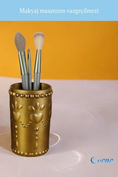 Evene Makyaj Organizeri Makyaj Fırçalığı Makyaj Organizer Düzenleyici Altın Eskitme Renk Model 10 - Resim 5