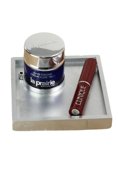 Evene Makyaj Organizeri Gümüş Renk Kozmetik Makyaj Düzenleyici Dörtgen Model ürün görseli 1