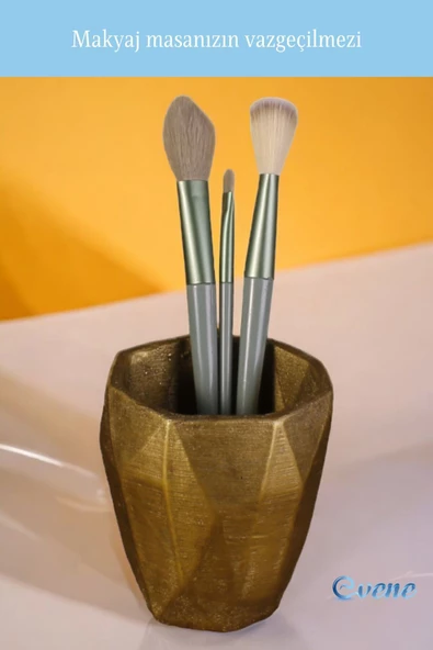Evene Makyaj Organizeri Makyaj Fırçalığı Makyaj Organizer Düzenleyici Altın Eskitme Renk Model 2 - Resim 5
