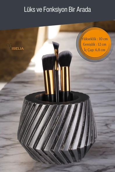 Viselia Makyaj Duzenleyici Makyaj Organizeri Makyaj Fırçalığı Makyaj Fırçası Gümüş Eskitme Renk Model 21 - Resim 2