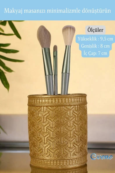 Evene Makyaj Organizeri Makyaj Fırçalığı Makyaj Organizer Düzenleyici Altın Renk Model 4 - Resim 2