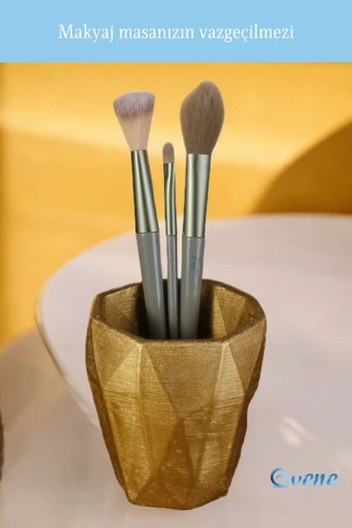 Evene Makyaj Organizeri Makyaj Fırçalığı Makyaj Organizer Düzenleyici Altın Renk Model 2 - Resim 5