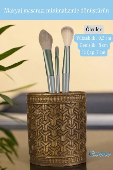 Evene Makyaj Organizeri Makyaj Fırçalığı Makyaj Organizer Düzenleyici Altın Eskitme Renk Model 4 - 2